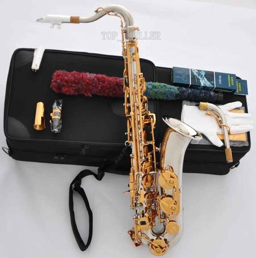 Professional Silver nickel C Melody Saxophone Abaone 2-Neck With Sax Metal Mouth 2025