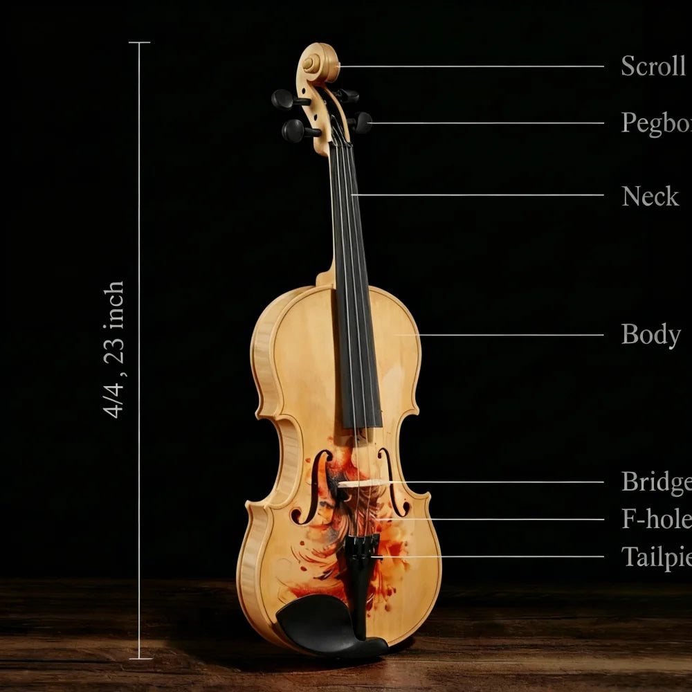 Professional 4/4 Full-Size Violin - Premium Sound, Durable Lightweight, Complete Accessories, Exquisite Handcrafted, Ideal Gift