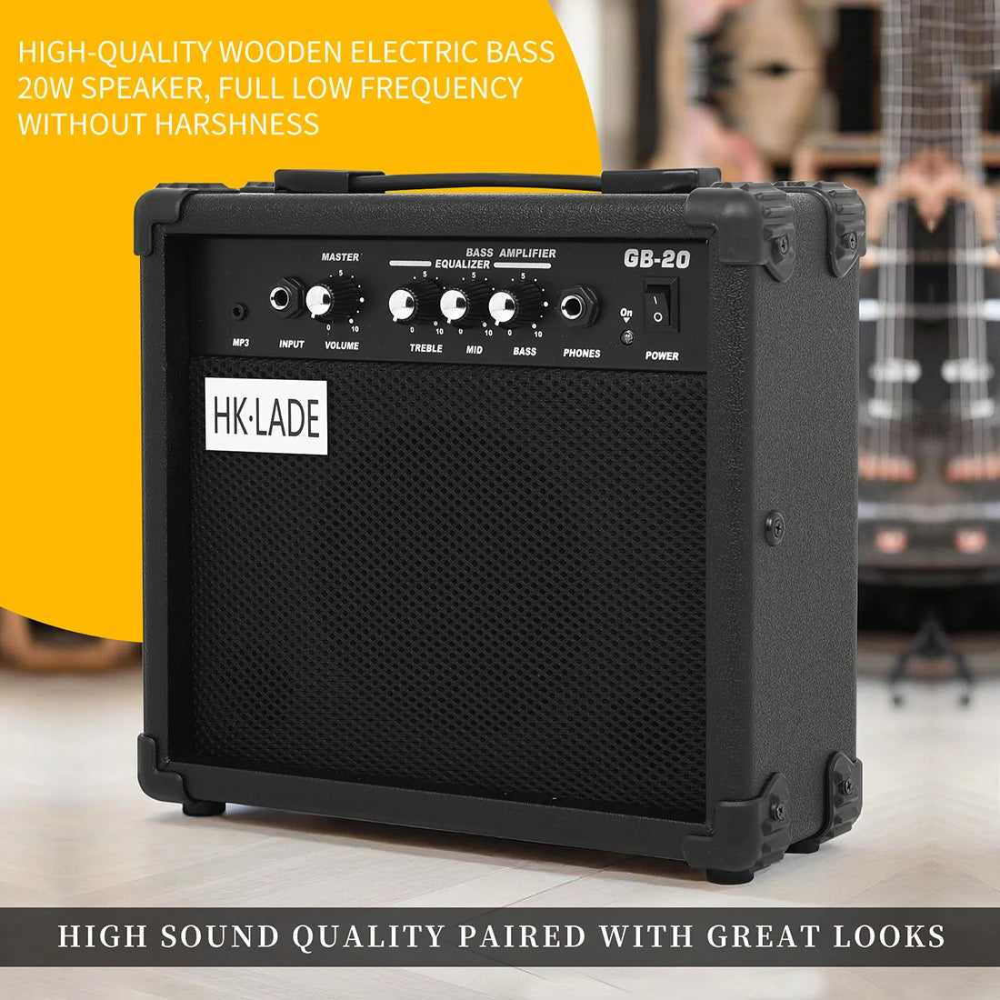 IRIN GB-20W Mini Electric Guita Amplifier 4 Tuning Portable Guitar For Electric Guitar Bass Tri-Band EQ Control Guitar Parts