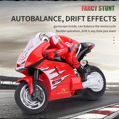 RC Motorcycle Electronic Remote Control Racing Car High Speed Electric Off-Road Car Rechargeable 2.4Ghz Stunt Motorbike For Boys Red