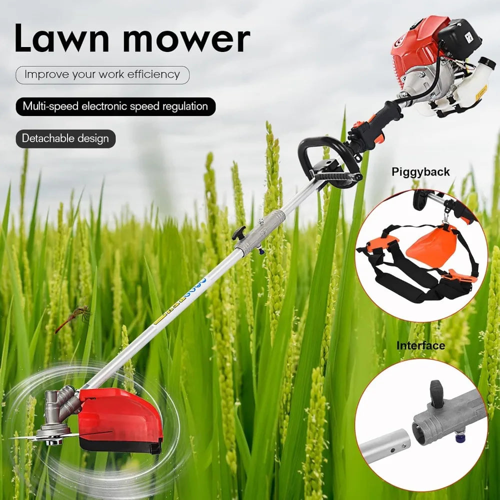 5-in-1 Multi-Function 52cc Gas Powered Garden Tool Set String Trimmer Edger Hedge Trimmer Pole Saw Brush Cutter