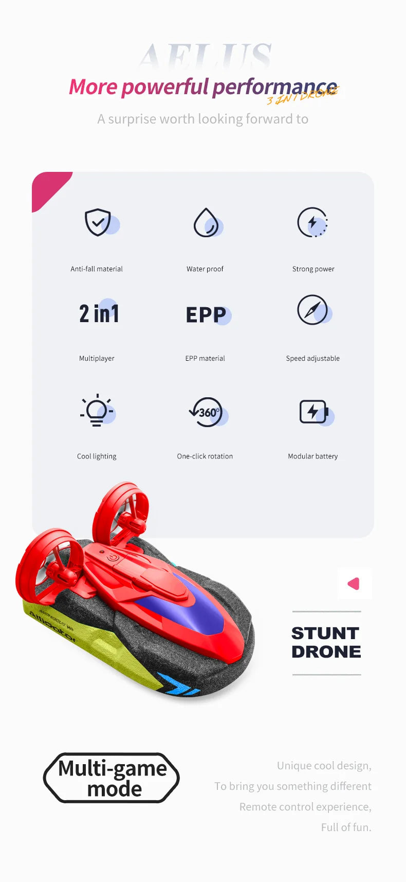RC speedboat 2 in 1 Remote Control High Speed rc Boat 2.4G Amphibious Hovercraft RC Drift Car Kids Toys Christmas Gifts