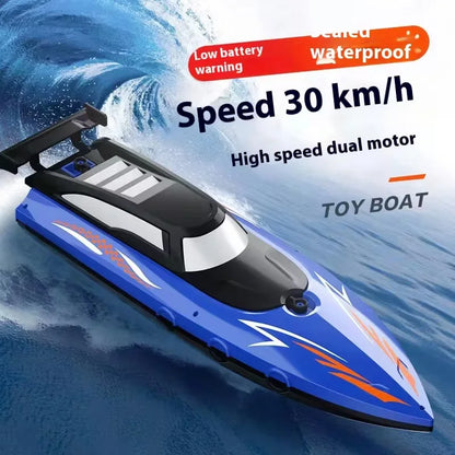 2.4GHz Dual Propeller High Speed Remote Control Boat Electric Boat Children's Remote Control Boat Toy Blue