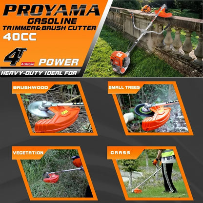 Best Selling 40cc 4-Cycle Gas Powered Brush Cutter Heavy Duty Weed Eater Dual Line String Trimmer Grass Trimmer Weed