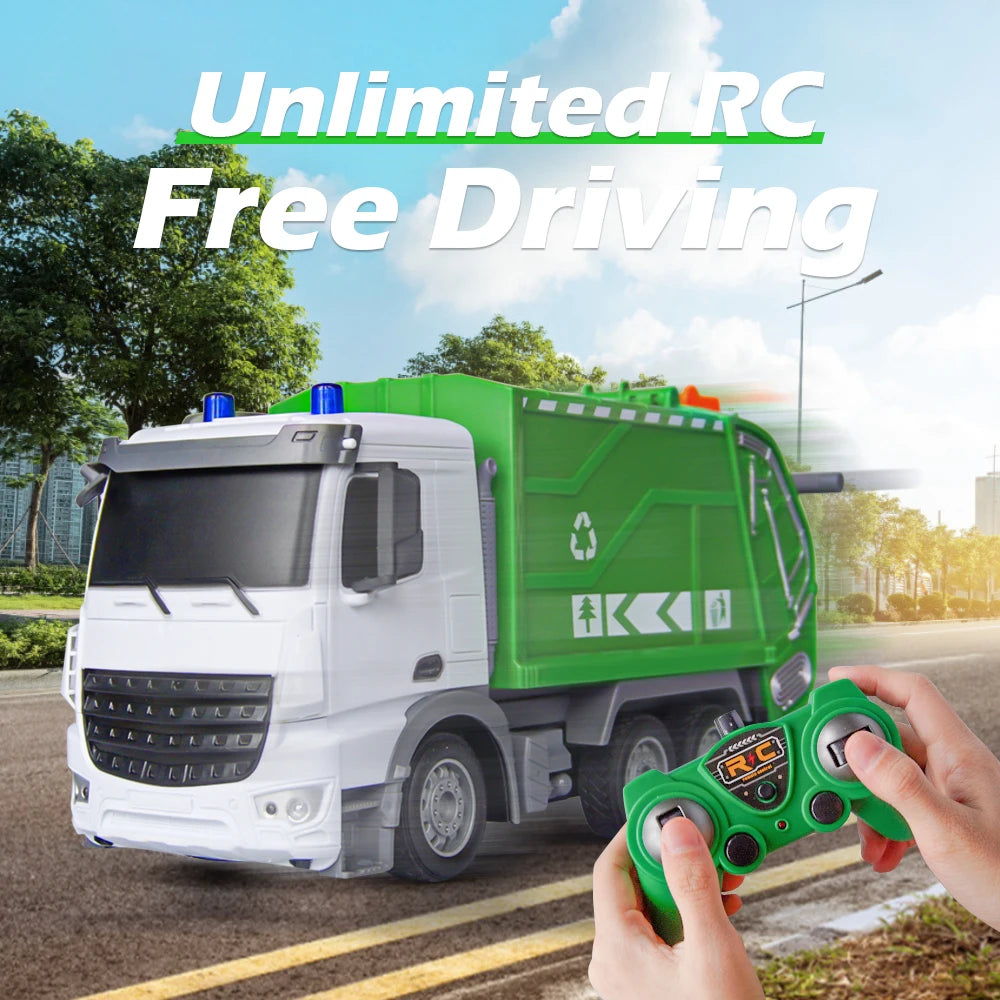1:24 RC Truck Garbage Car Heavy Tractor Model Engineering Car Radio Controlled Sanitation Eletric Vehicle Car Toys for Boys Gift Sanitation vehicles