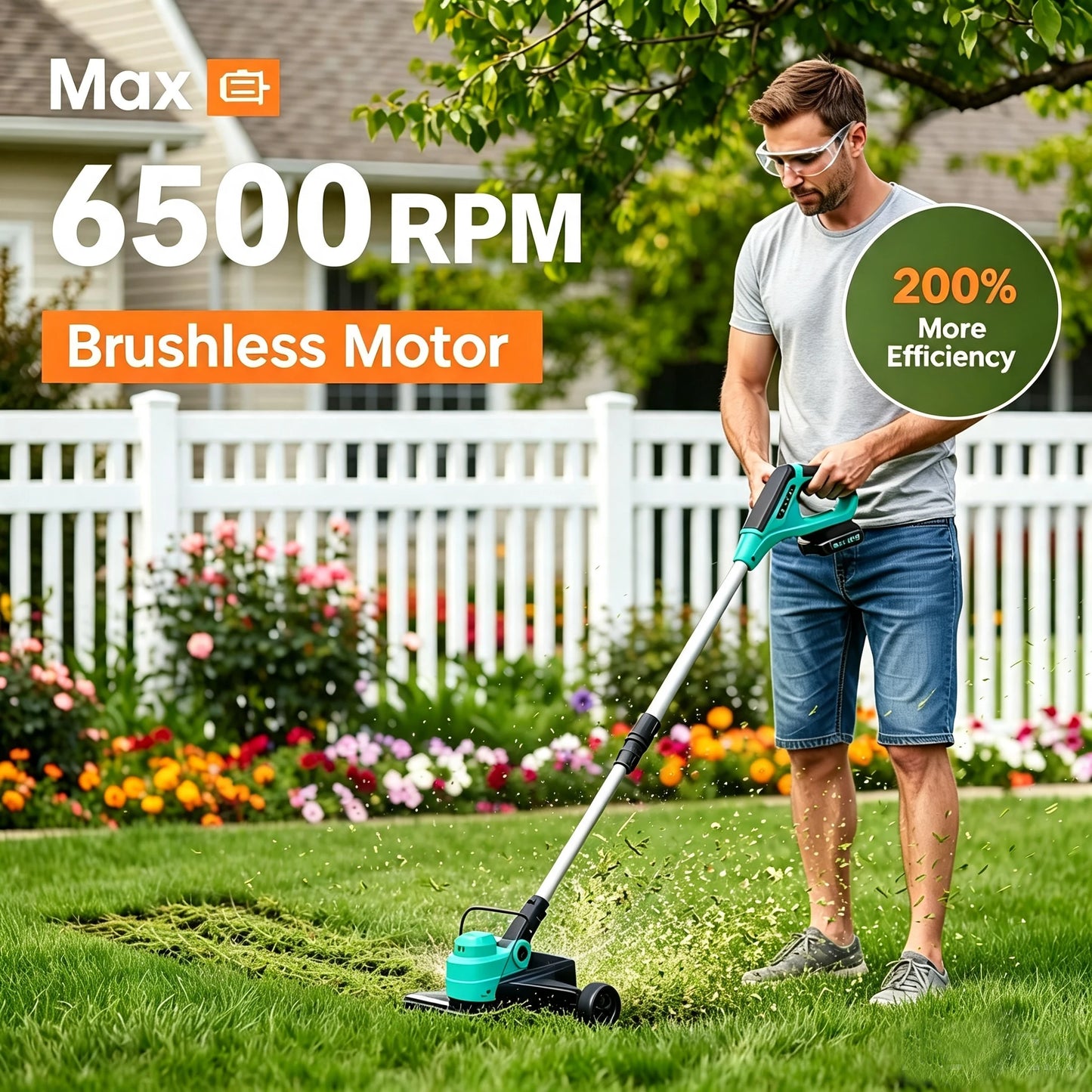 Cordless String Trimmer - Weed Wacker Battery Powered Electric Weed Trimmer with 2x2.0Ah Batteries, 12" Grass Cutter Auto Line Feed, Lawn wacker with 8 Pcs Spools, Lightweight Edger Lawn Tool