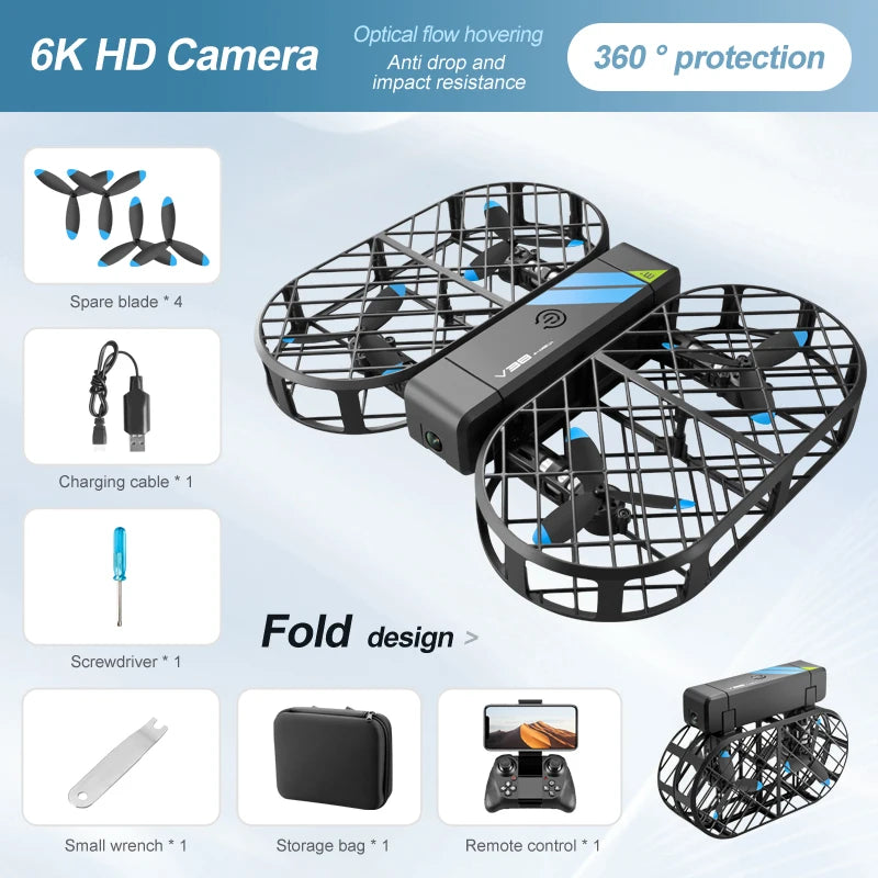 New 8K MINI RC Drone WIFI FPV Hover Camera Pocket Remote Control Helicopter WIFI FPV Foldable Quadcopter Toys Gift for Kids Boy