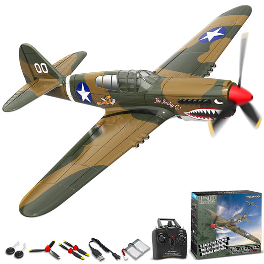 Volantex RC Airplane P40 Fighter Warhawk 2.4GHz 4CH EPP 6-Axis Gyro 400mm Wingspan One Key U-Turn Aerobatic 761-13 RTF