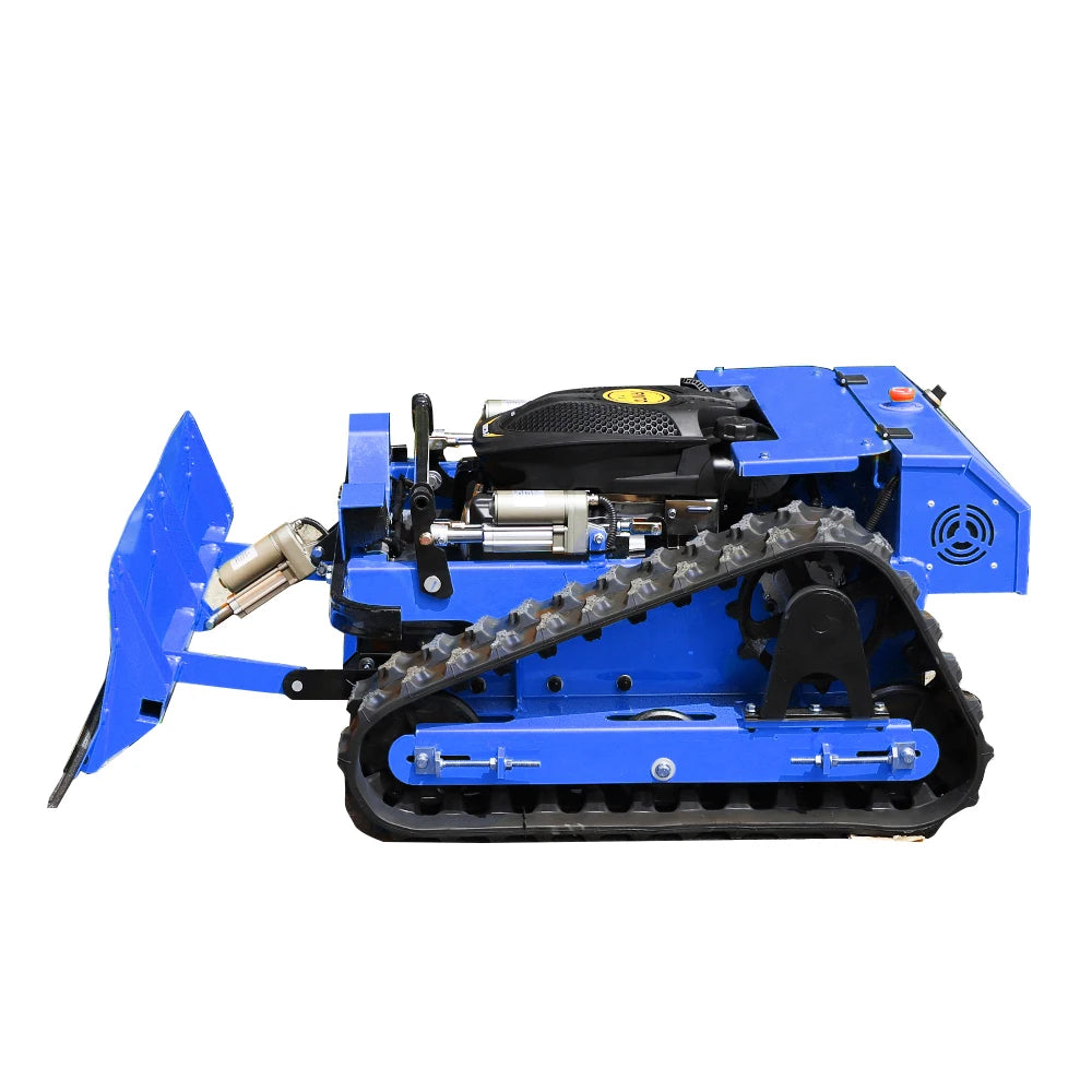 Multifunctional Remote Control Crawler Lawn Mower with Snow Plow, 225CC Gasoline Grass Cutter Robot, 550mm Cutting Width, 45° Climbing All Terrain Garden Snow Removal Machine