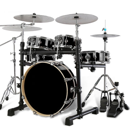 Portable Drum Set, 5 Drums and 4Cymbals, Mute, Adult, Children, Double-sided Practice Test Double-sided Practice Test Jazz Drum Black