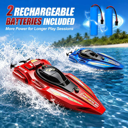 2Pcs RC Speed Boat Set Remote Control Racing Boat Dual Motor Waterproof Electric Watercraft Toy for Pool Lake Kids Boys Girls
