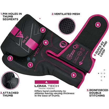 Women Boxing Gloves, Pro Training Sparring, Maya Hide Leather, Muay Thai MMA Kickboxing, Adult, Heavy Punching Bag Focus Mitts