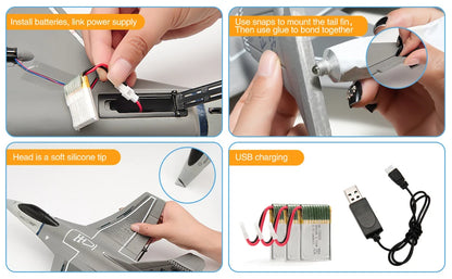 F16 RC Glider 2.4G 3CH 6-Axis Gyro Remote Control Airplane With Self-stabilization System EPP Foam Plane Toys for Kids Boys