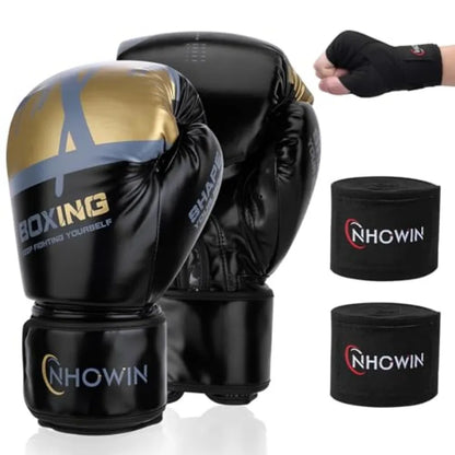Boxing Gloves, / - Boxing Gloves for Men and Women with Boxing Wraps for Heavy Bag, MMA, Muay Thai, Sparring Training