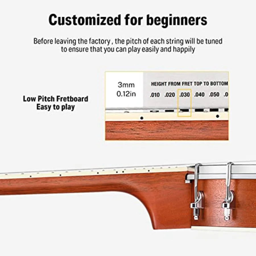 Banjolele 4 String Banjo Ukulele Kit for Adult Beginner with Banjo Tuners Gig Bag Picks Skeleton 23 Inch Sapele Wood in Natural