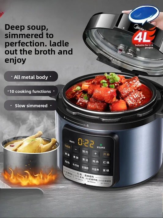 Mini electric pressure cooker, small household appliance, 3-4 person capacity, 4L high-pressure rice cooker all in one