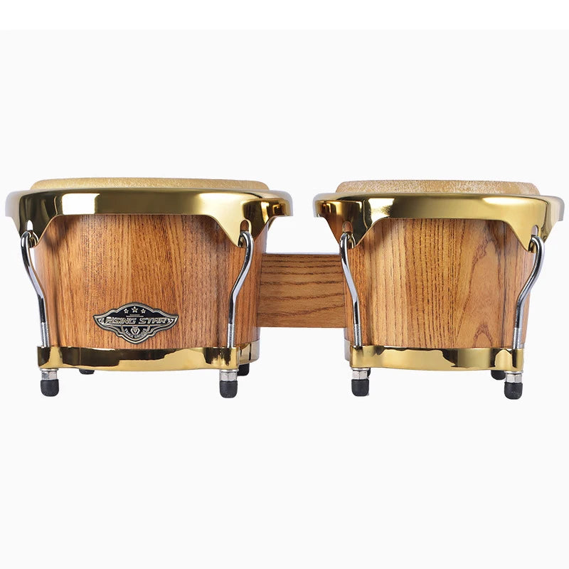 Professional Bongos 7 Inches 9 Inches Wooden Water Buffalo Leather African Bongo Drums Tambourine Rhythm Percussion Instrument