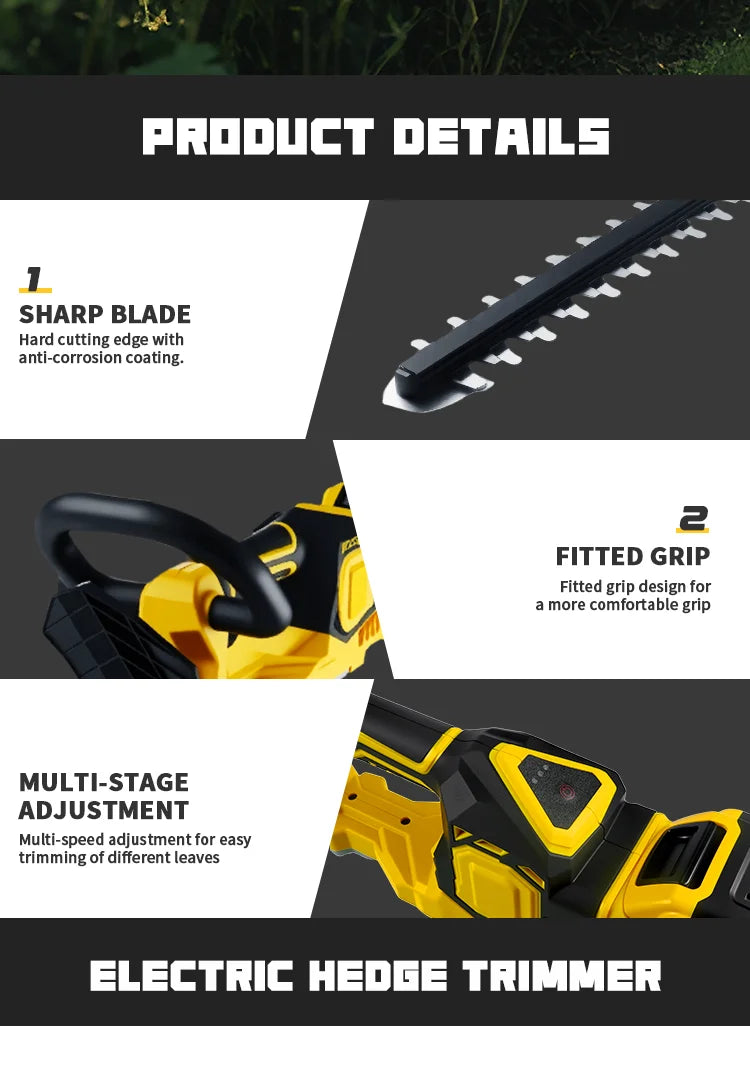 VIVSSO Cordless Electric Hedge Trimmer Lawn Mower Household Shrub Weeding Pruning Mower Garden Tools For Dewalt 20v Battery Pins