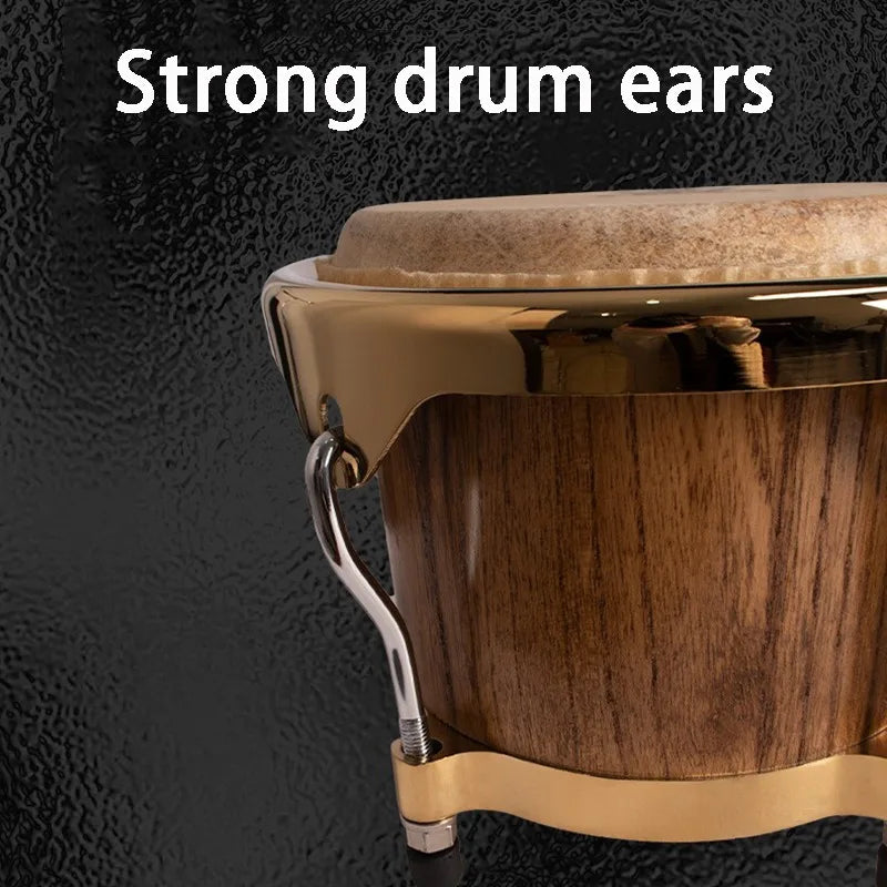 Professional Bongos 7 Inches 9 Inches Wooden Water Buffalo Leather African Bongo Drums Tambourine Rhythm Percussion Instrument