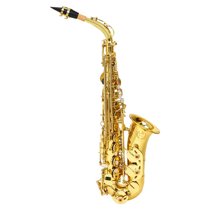 MBAT Alto Gold Saxophone Eb Brass Tube Saxophone with Gloves&Wiping Cloth Woodwind Instrument Saxophone Suitable for Playing Gold saxophone