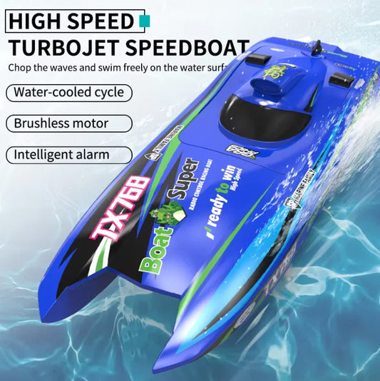 2.4G RC Speed Boat TX768 Turbojet Brushless Motor High Speed Remote Control Boat Watercraft Toys For Children Boys Gift Blue