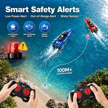 2Pcs RC Speed Boat Set Remote Control Racing Boat Dual Motor Waterproof Electric Watercraft Toy for Pool Lake Kids Boys Girls