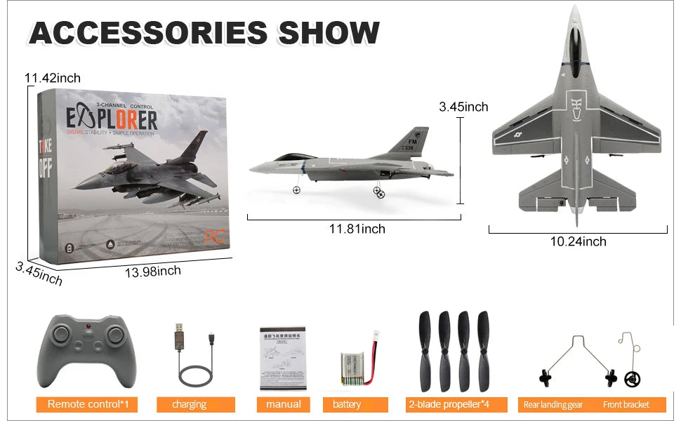 F16 RC Glider 2.4G 3CH 6-Axis Gyro Remote Control Airplane With Self-stabilization System EPP Foam Plane Toys for Kids Boys