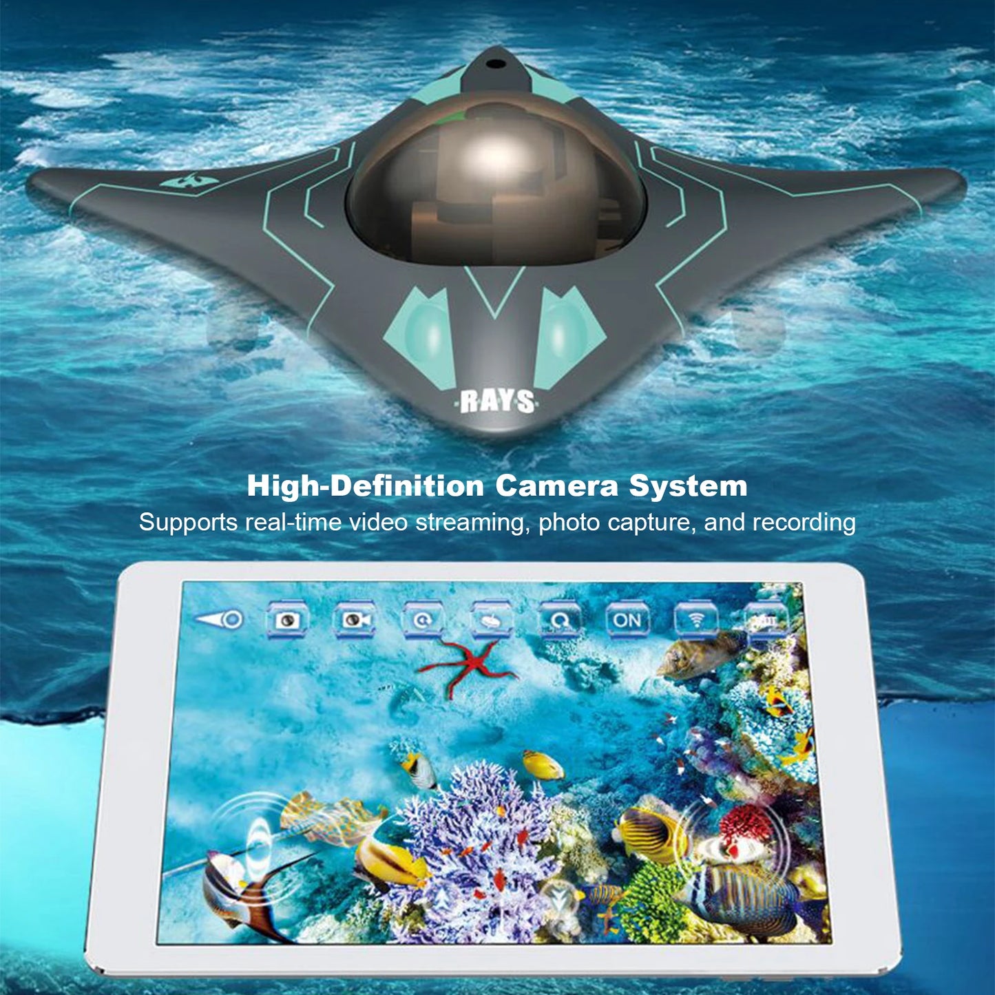Underwater Submarine Drone with Camera App Control Real-Time Photography RC Camera Boat Toys for Adults & Kids Birthday Gift