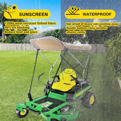 Zero Turn Lawn Mower Canopy Sun Shade Canopy Outdoor Heavy Duty Beige UV Resistant and Rainproof Cover 67 inch Adjustable Teles