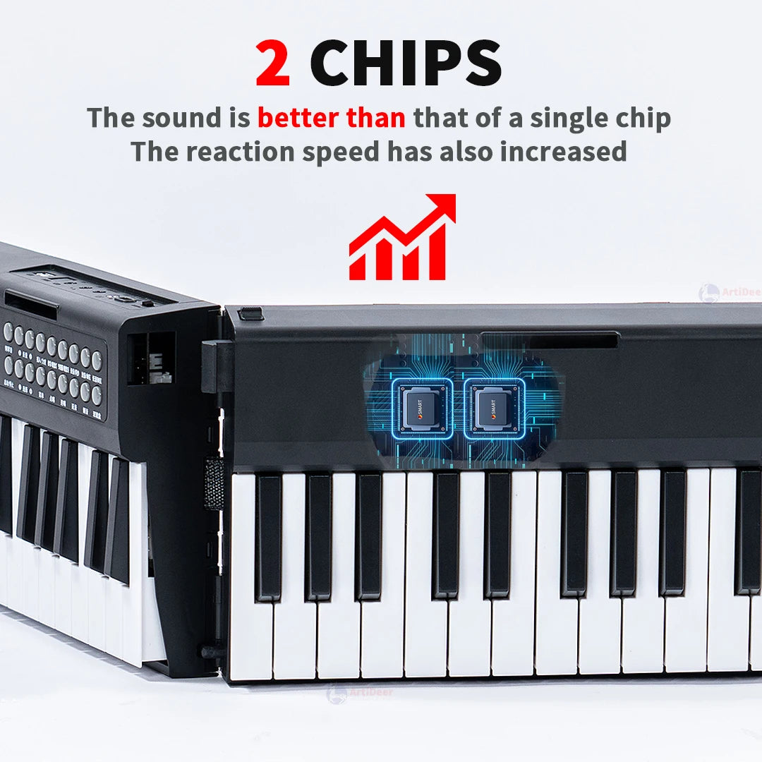 New Folding Piano 88 Keys Midi Musical Keyboard Professional Children's Music Instruments Adult Electronic Portable Synthesizer 61Key White
