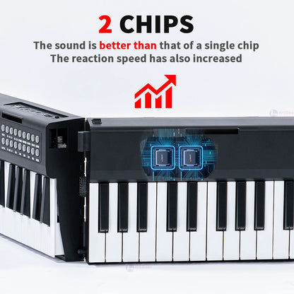 New Folding Piano 88 Keys Midi Musical Keyboard Professional Children's Music Instruments Adult Electronic Portable Synthesizer 61Key White