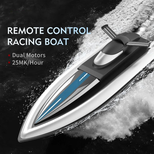 Electric RC Boat Waterproof 2.4G Kids Remote Control Speedboat 4 Channels High Speed Racing Boat Rechargeable Electric RC Boat