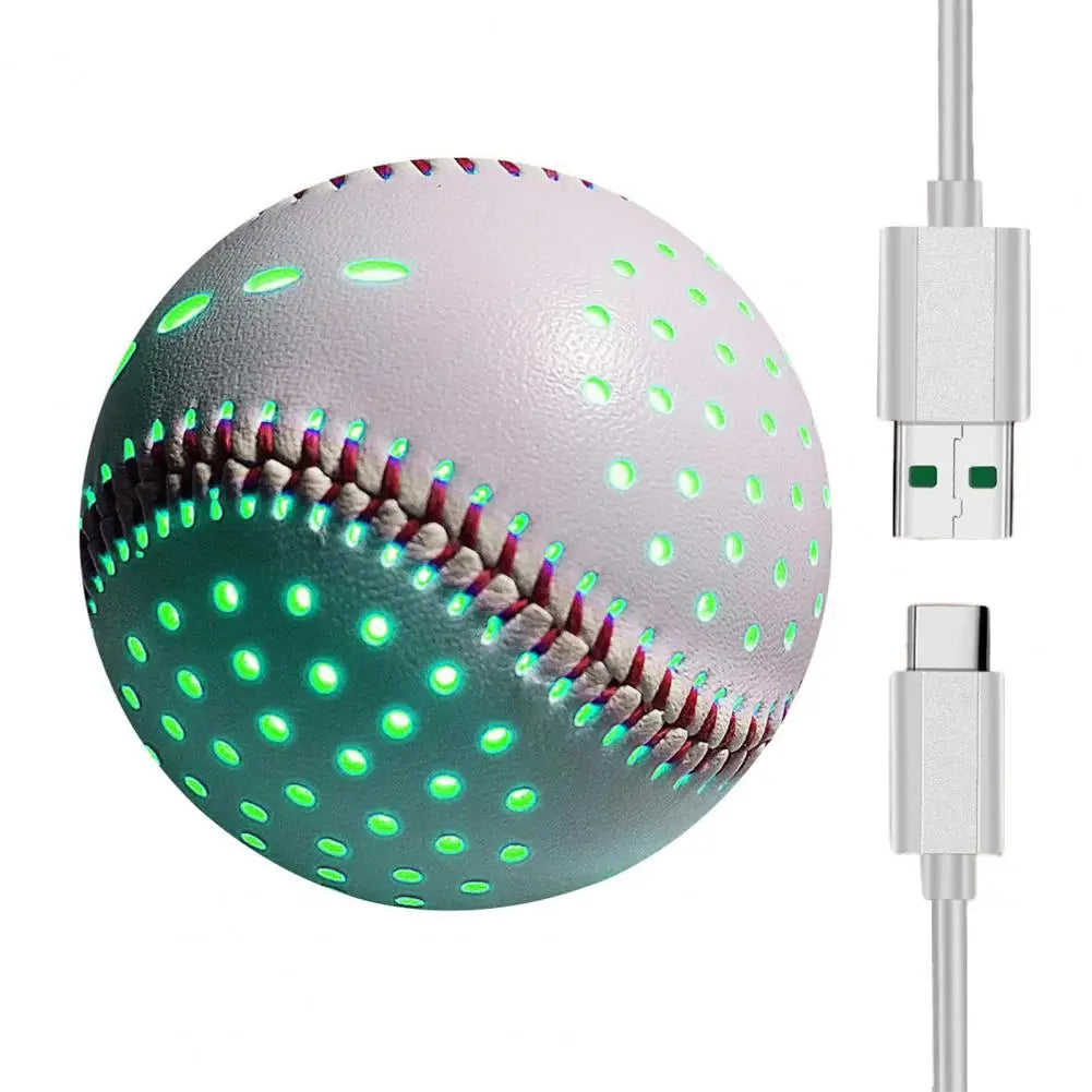 Glow Baseball Colorful LED Light Up 6 Colors 2 Shining Molds Faux Leather Rechargeable Practice Baseball Kids Toy