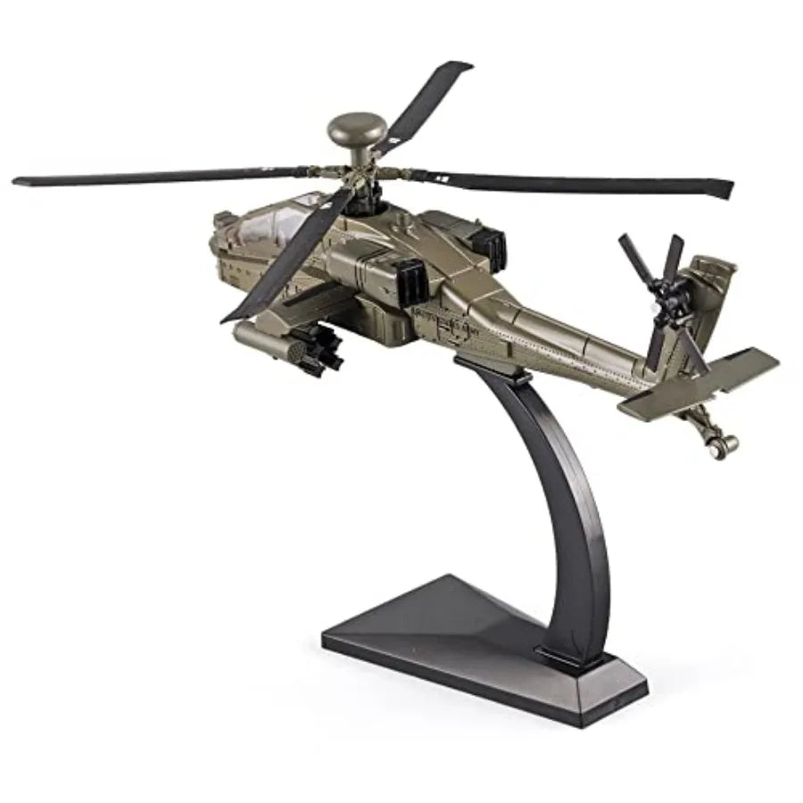 Helicopters for Boys AH-64 Longbow Apache Helicopter Model Airplanes, Diecast Military Attack Helicopter, Model Airplane with L