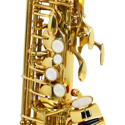 MBAT Alto Gold Saxophone Eb Brass Tube Saxophone with Gloves&Wiping Cloth Woodwind Instrument Saxophone Suitable for Playing Gold saxophone