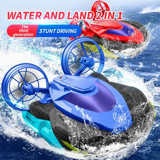 RC speedboat 2 in 1 Remote Control High Speed rc Boat 2.4G Amphibious Hovercraft RC Drift Car Kids Toys Christmas Gifts