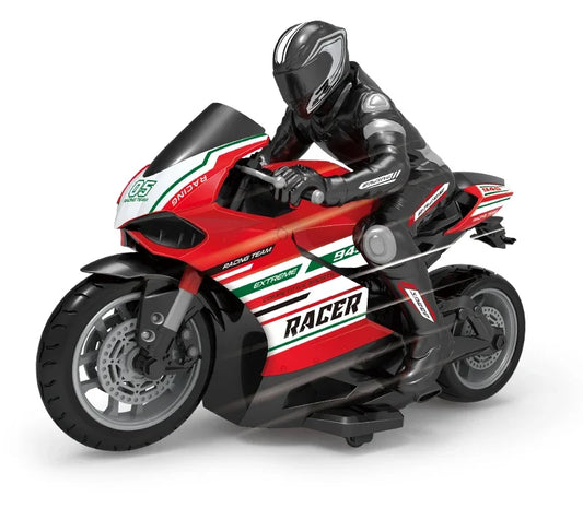 1: 10 2.4G High Speed Remote Control RC Stunt Motorbike drift Car 30mins Drive Racing Motorbike RC Motorcycle Toy model Red