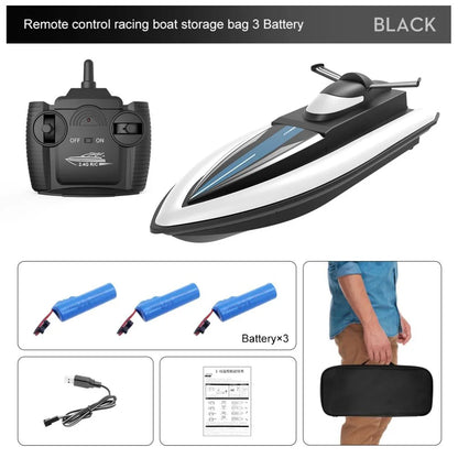 Electric RC Boat Waterproof 2.4G Kids Remote Control Speedboat 4 Channels High Speed Racing Boat Rechargeable Electric RC Boat