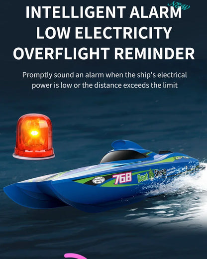 2.4G RC Speed Boat TX768 Turbojet Brushless Motor High Speed Remote Control Boat Watercraft Toys For Children Boys Gift Blue