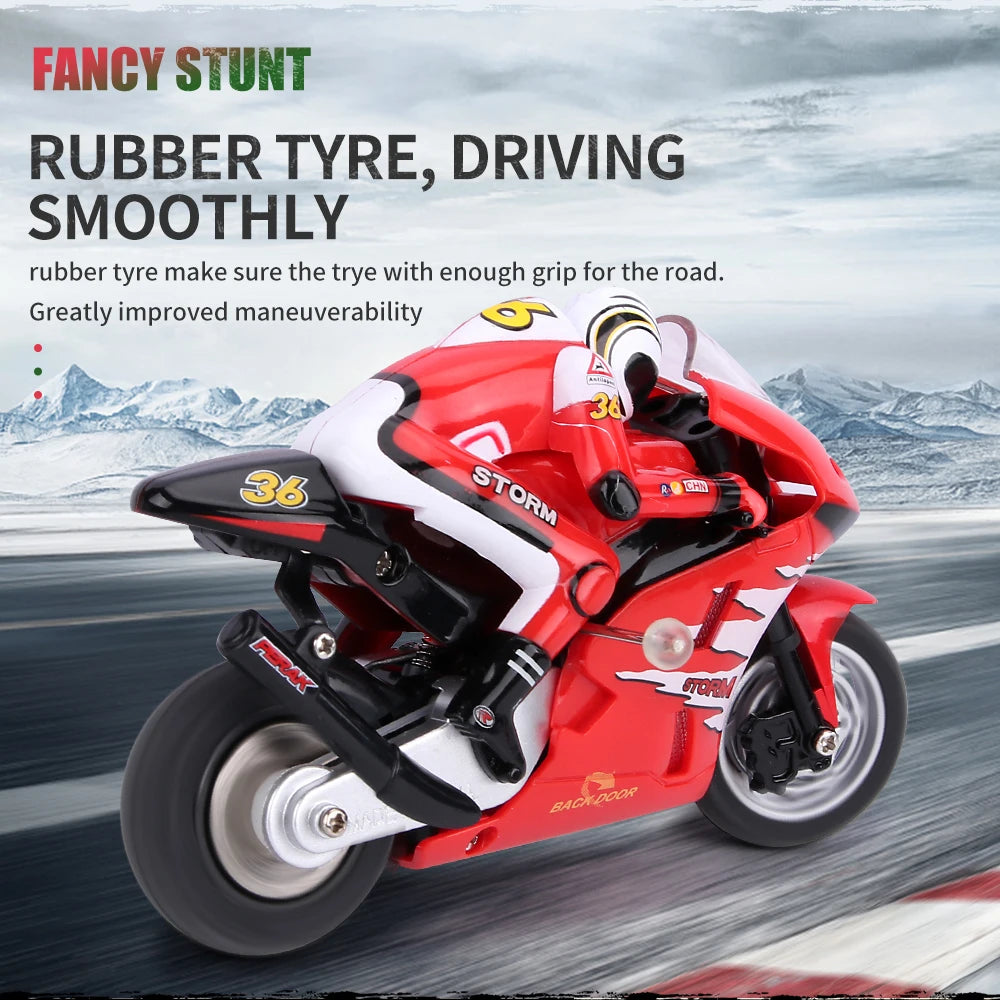 RC Motorcycle Electronic Remote Control Racing Car High Speed Electric Off-Road Car Rechargeable 2.4Ghz Stunt Motorbike For Boys Red