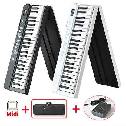 New Musical Keyboard Folding Piano 88 keys Professional Synthesizer Instrument Midi Digital Foldable Electronic Organ for Adult 61Key Black