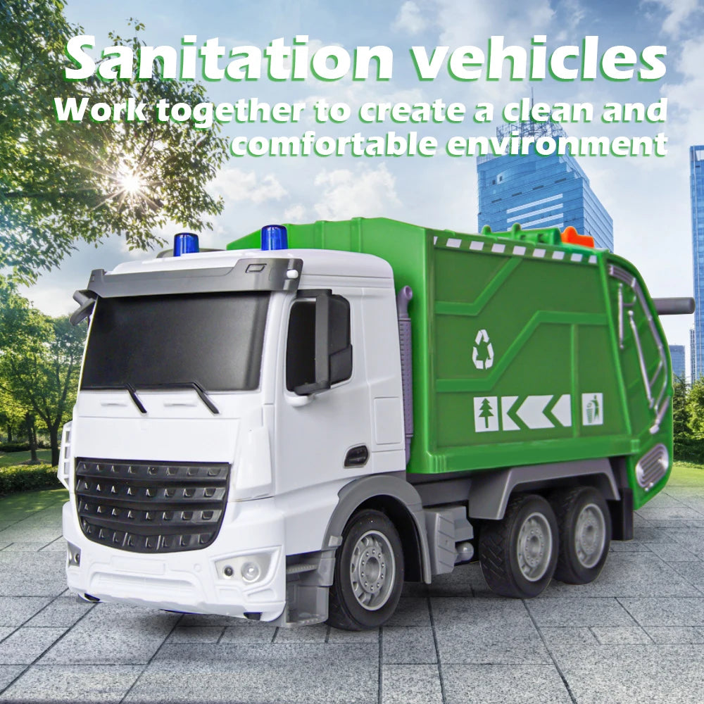 1:24 RC Truck Garbage Car Heavy Tractor Model Engineering Car Radio Controlled Sanitation Eletric Vehicle Car Toys for Boys Gift Sanitation vehicles
