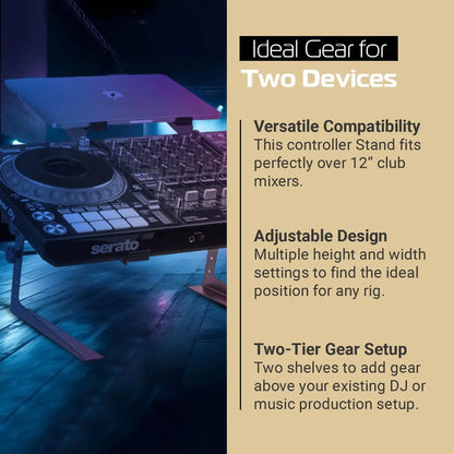 Portable Adjustable DJ Controller Stand for Laptop and Gear, Durable Home Club Road Use