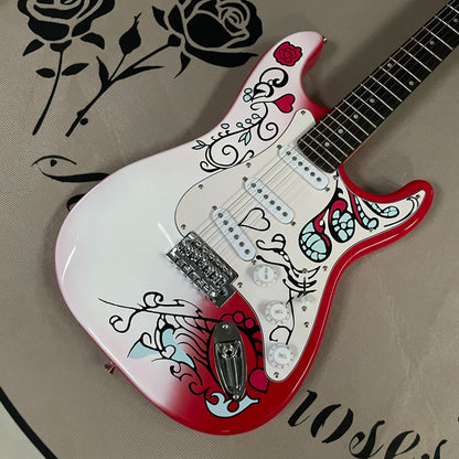 6 strings electric guitar sss guitars red and white gradient electric guitarra