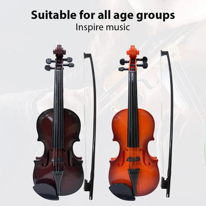 Simulated Violin Music Practice Violin Kit for Beginners Musical Instrument Exquisite Workmanship Performance Props Gifts Light brown