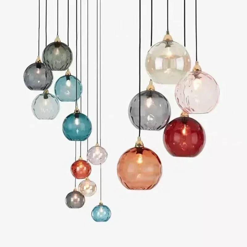 Modern Glass Chandelier Nordic Lustre Led Pendant Light for Living Room Restaurant Classical Colorful Glass Hanging Lamp Fixture