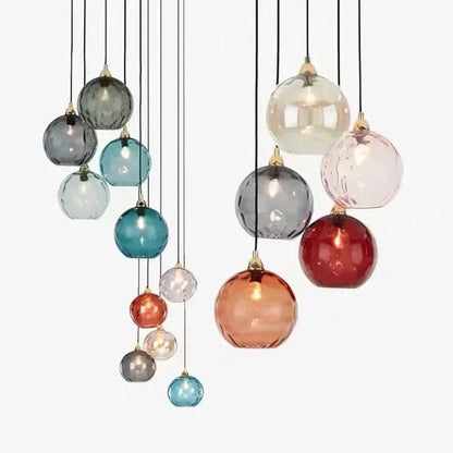 Modern Glass Chandelier Nordic Lustre Led Pendant Light for Living Room Restaurant Classical Colorful Glass Hanging Lamp Fixture