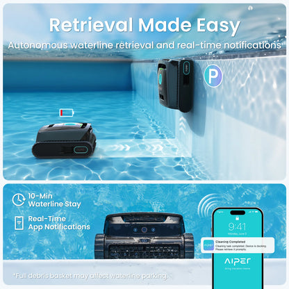Refurbished AIPER Scuba V3 AI Vision Cordless Robotic Pool Cleaner, Include Wireless Charging Dock, Smart Waterline Parking & Featherlight Design, Micromesh Multi-Layer Filtration