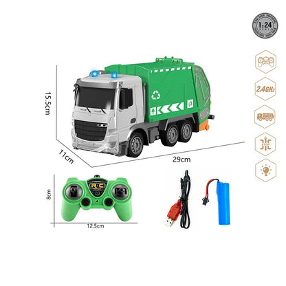 1:24 RC Truck Garbage Car Heavy Tractor Model Engineering Car Radio Controlled Sanitation Eletric Vehicle Car Toys for Boys Gift Sanitation vehicles