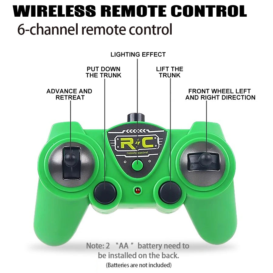 Remote control sanitation vehicle charging children's dump truck toy, RC remote control truck toy with light/sound effects 6 channel Clearing